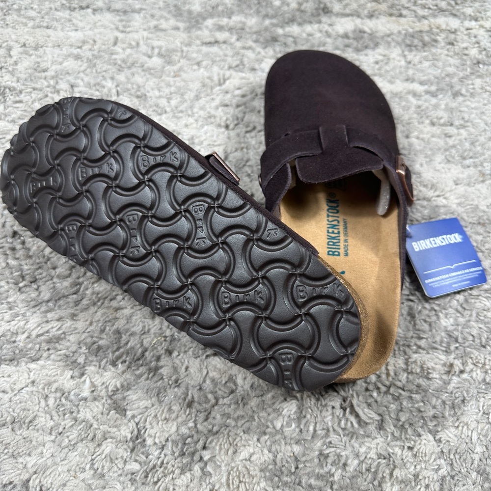 NWT Birkenstock Boston Clogs Mocha Suede Women’s 8 8.5 Soft Footbed Brown - Picture 4 of 5